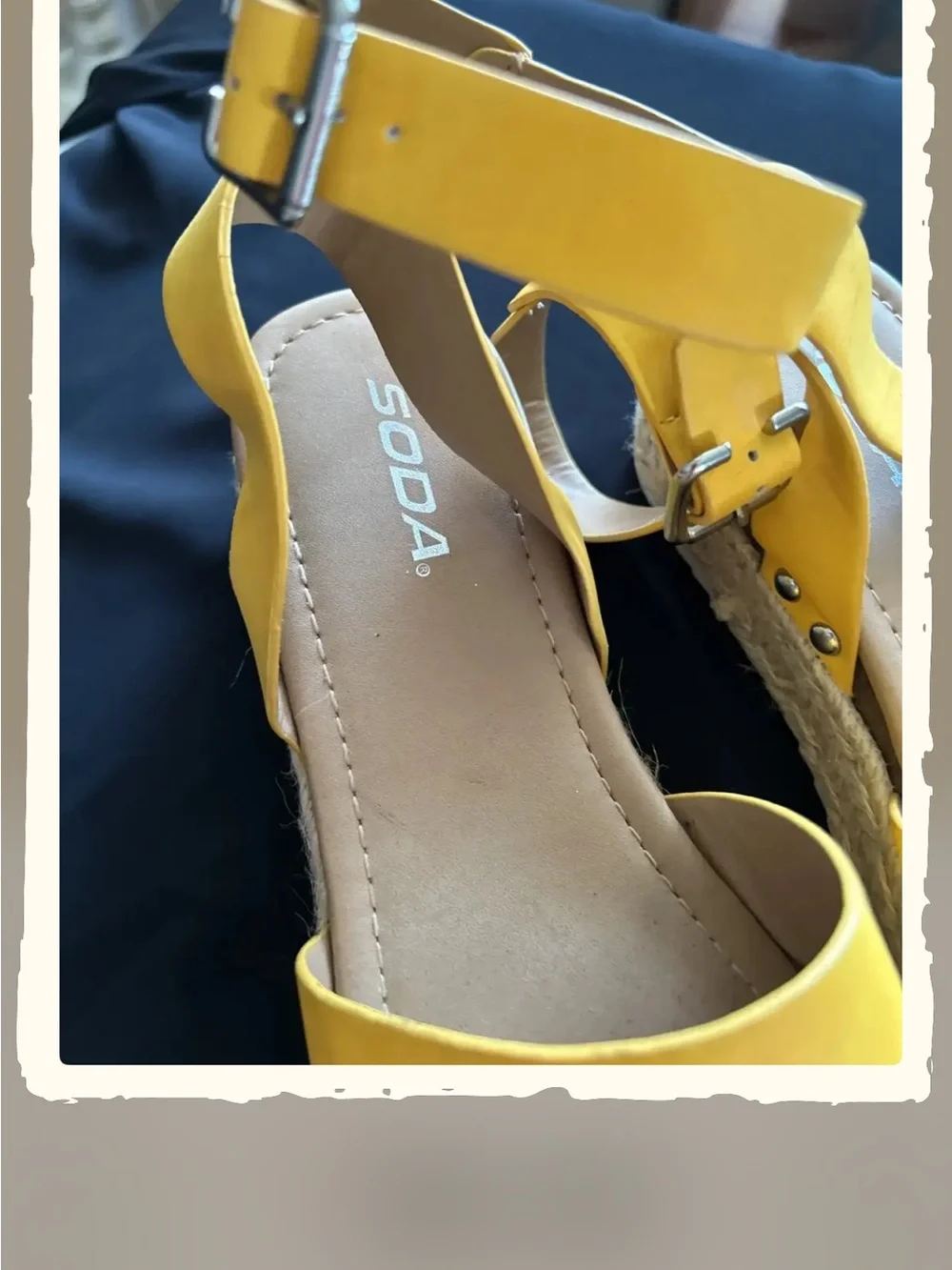 Soda Mustard Yellow Espadrille Platform Sandals with Ankle Strap
